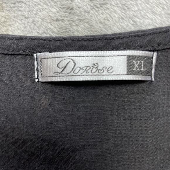 Dorose Boho Blouse Top Womens XL Black Embroidered Square Neck Cottagecore - Picture 4 of 9